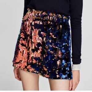 Zara Multicolored Sequined Velvet skirt